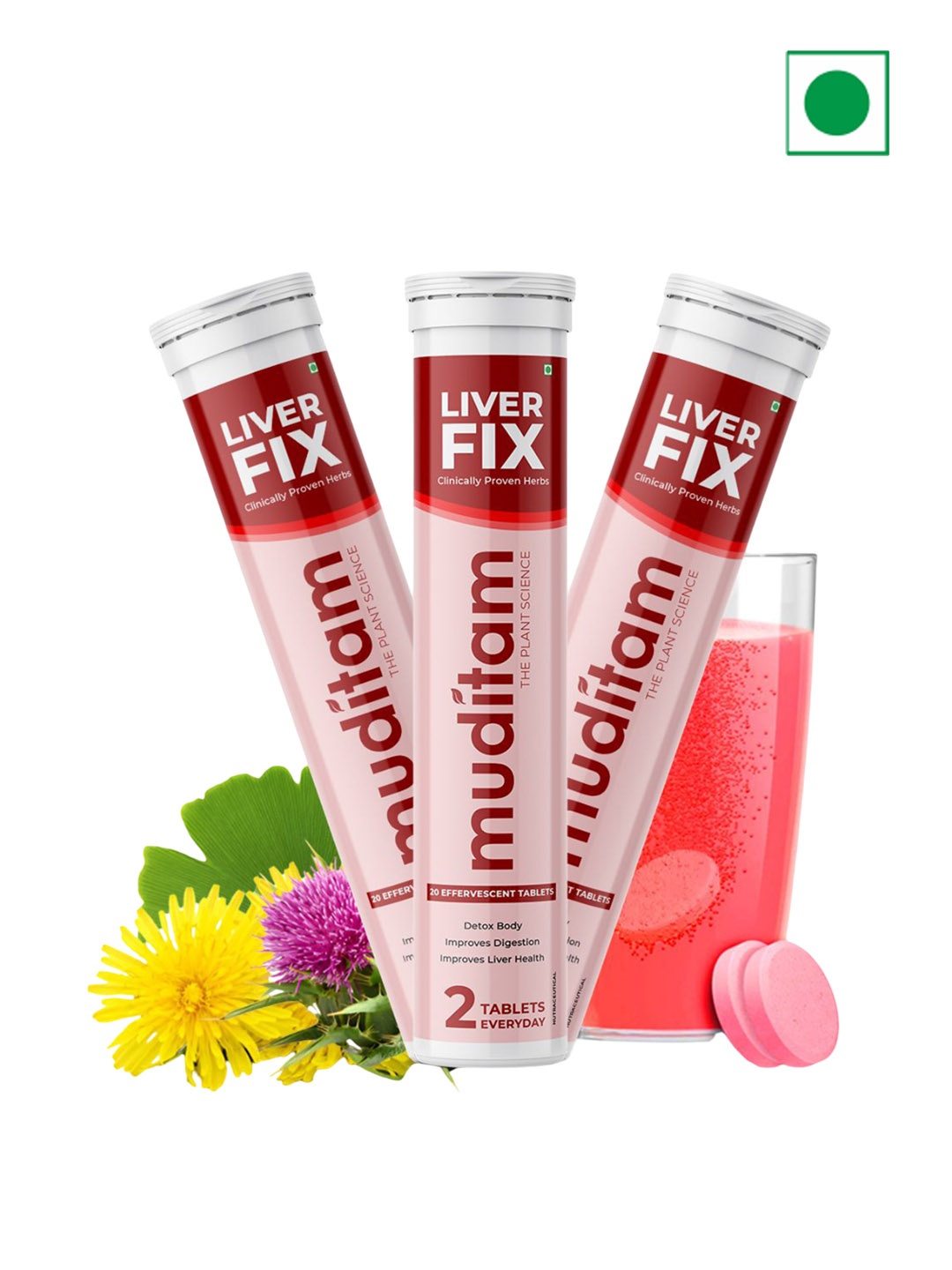 

Muditam Set Of 3 Liver Fix Tablets - 20 Effervescent Tablets Each, White