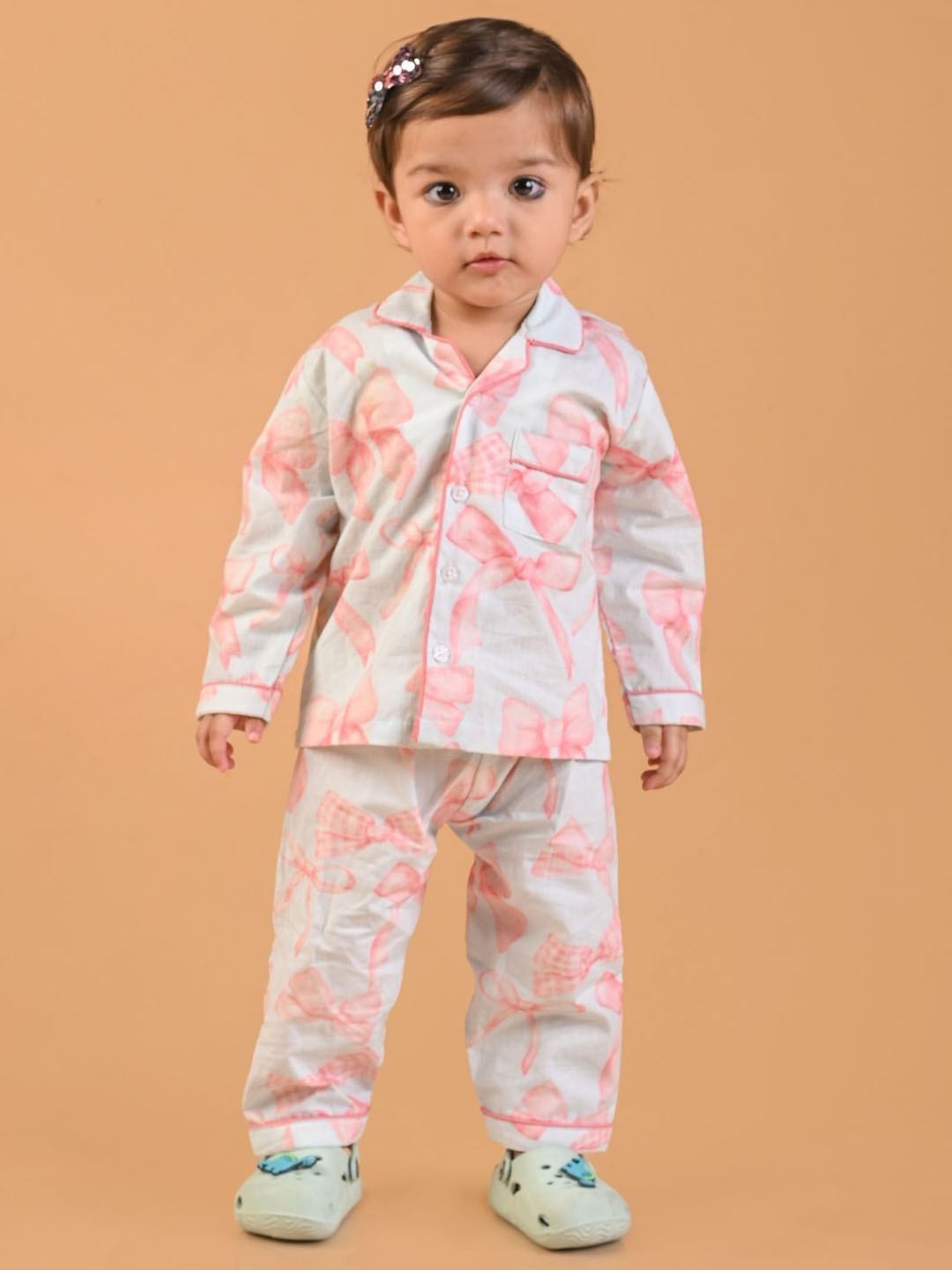 

MAMA AND PEACHES Unisex Kids Printed Night suit, Pink