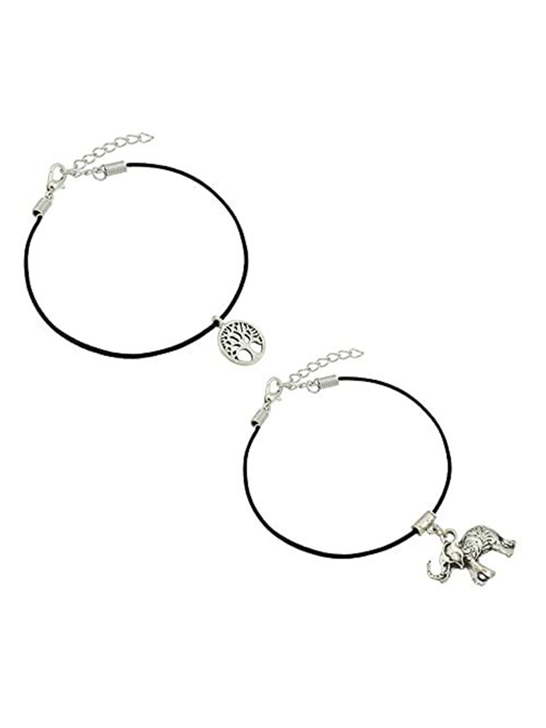 

HIGH TRENDZ Women Set of 2 Anklets, Black