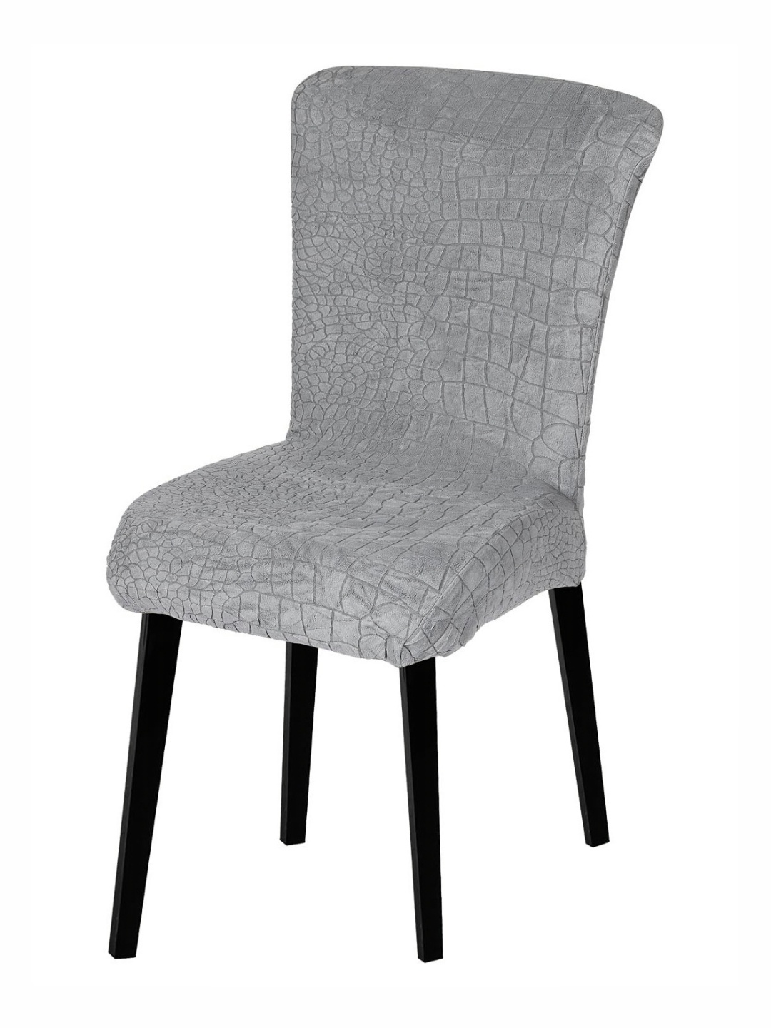 

HOUSE OF QUIRK Charcoal Grey Textured Textured Jacquard Stretchable Chair Covers