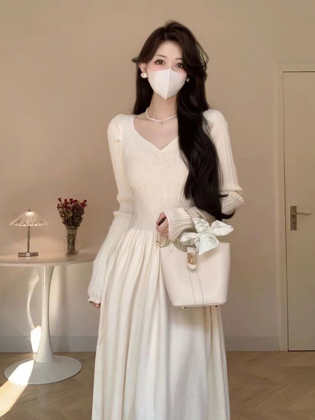 

StyleCast x Revolte A-Line Midi Dress, Beige