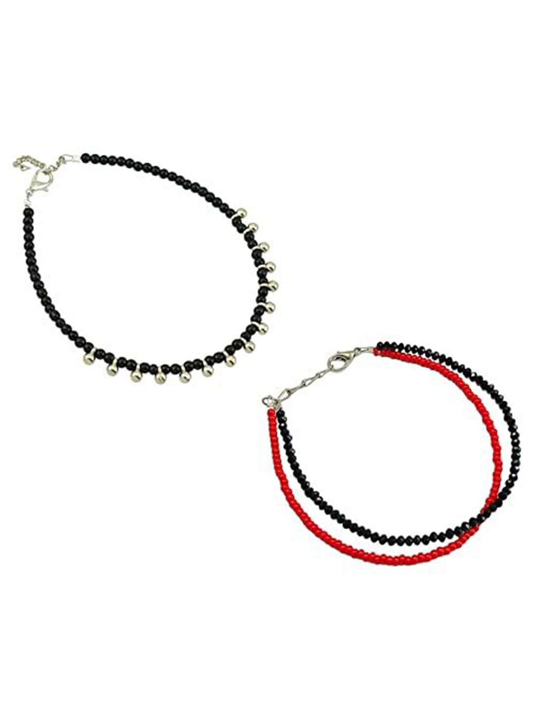 

HIGH TRENDZ Women Set of 2 Anklets, Black