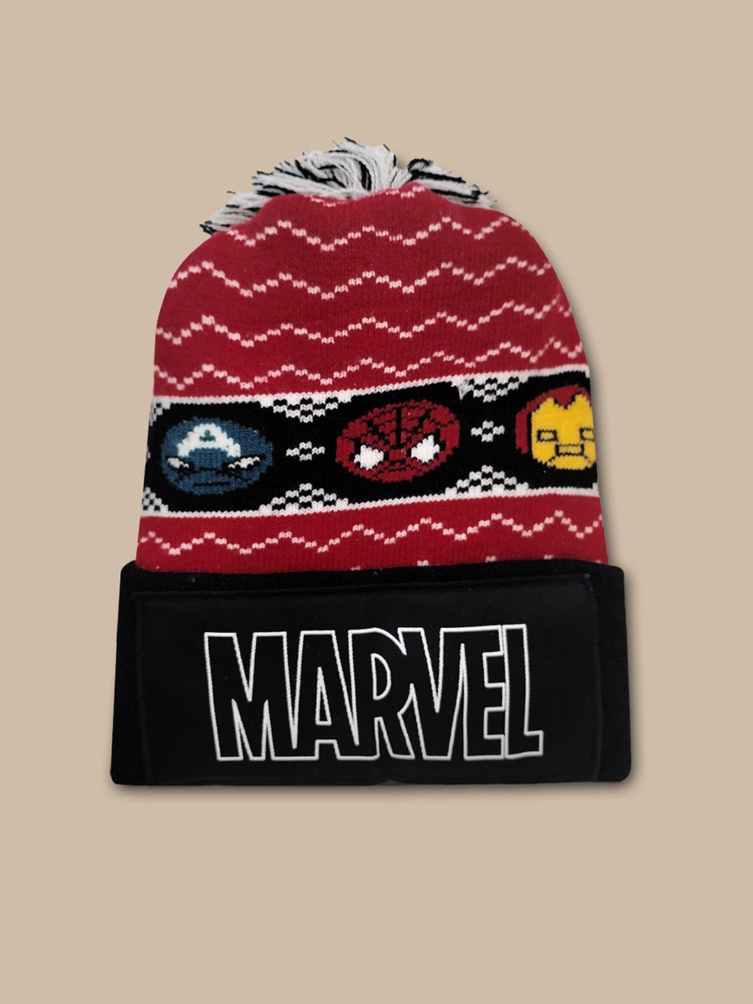 

Kids Ville Boys Avengers Printed Beanie Cap, Red