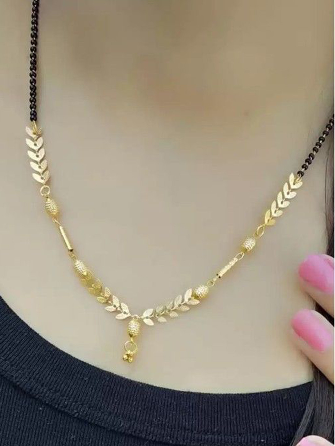 

Wynona Gold-Plated Artificial Beads Mangalsutra
