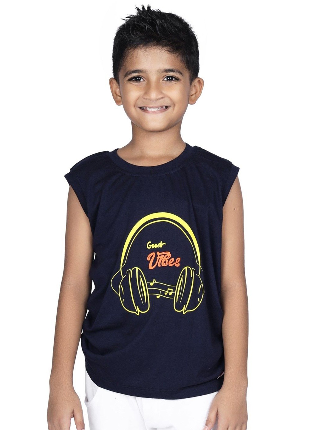 

CRAZYPENGUIN ELITE Boys Graphic Printed Round Neck Cotton T-shirt, Navy blue