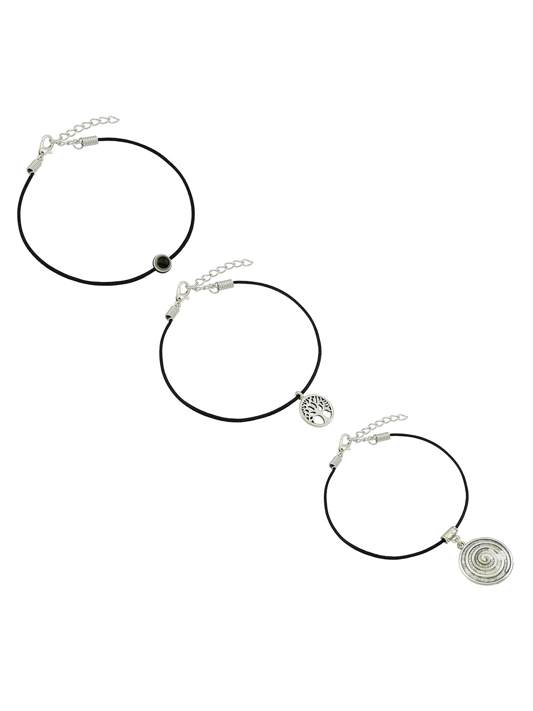 

HIGH TRENDZ Women Set of 2 Anklets, Black