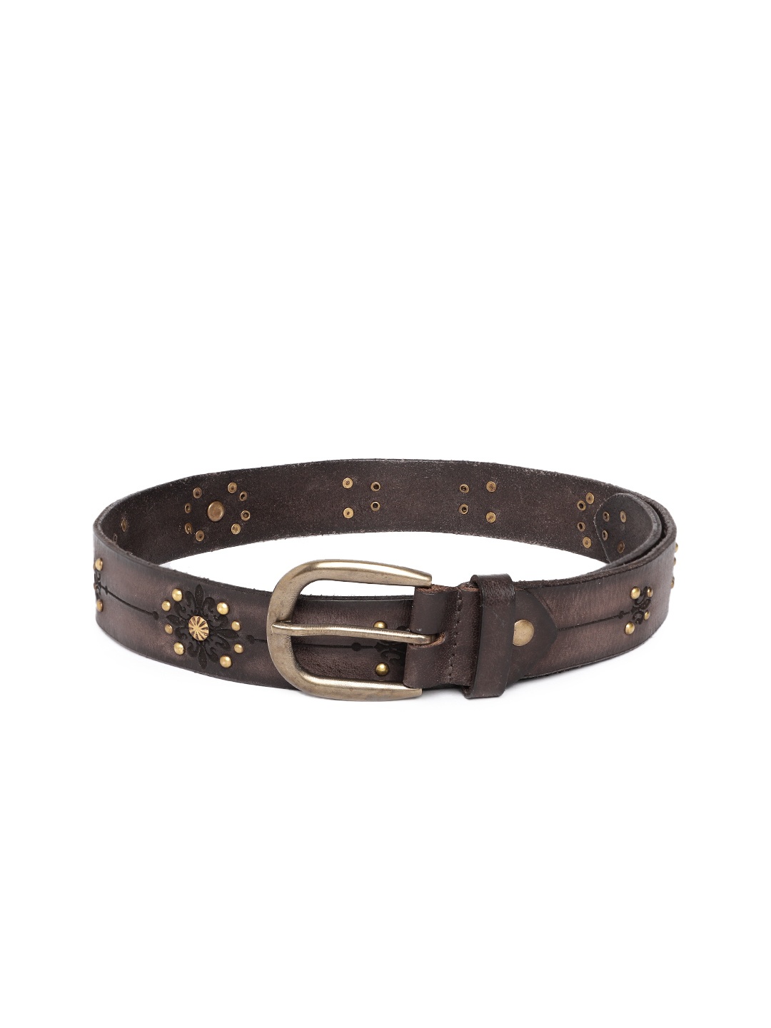 

ART N VINTAGE Women Embellished Leather Belt, Brown
