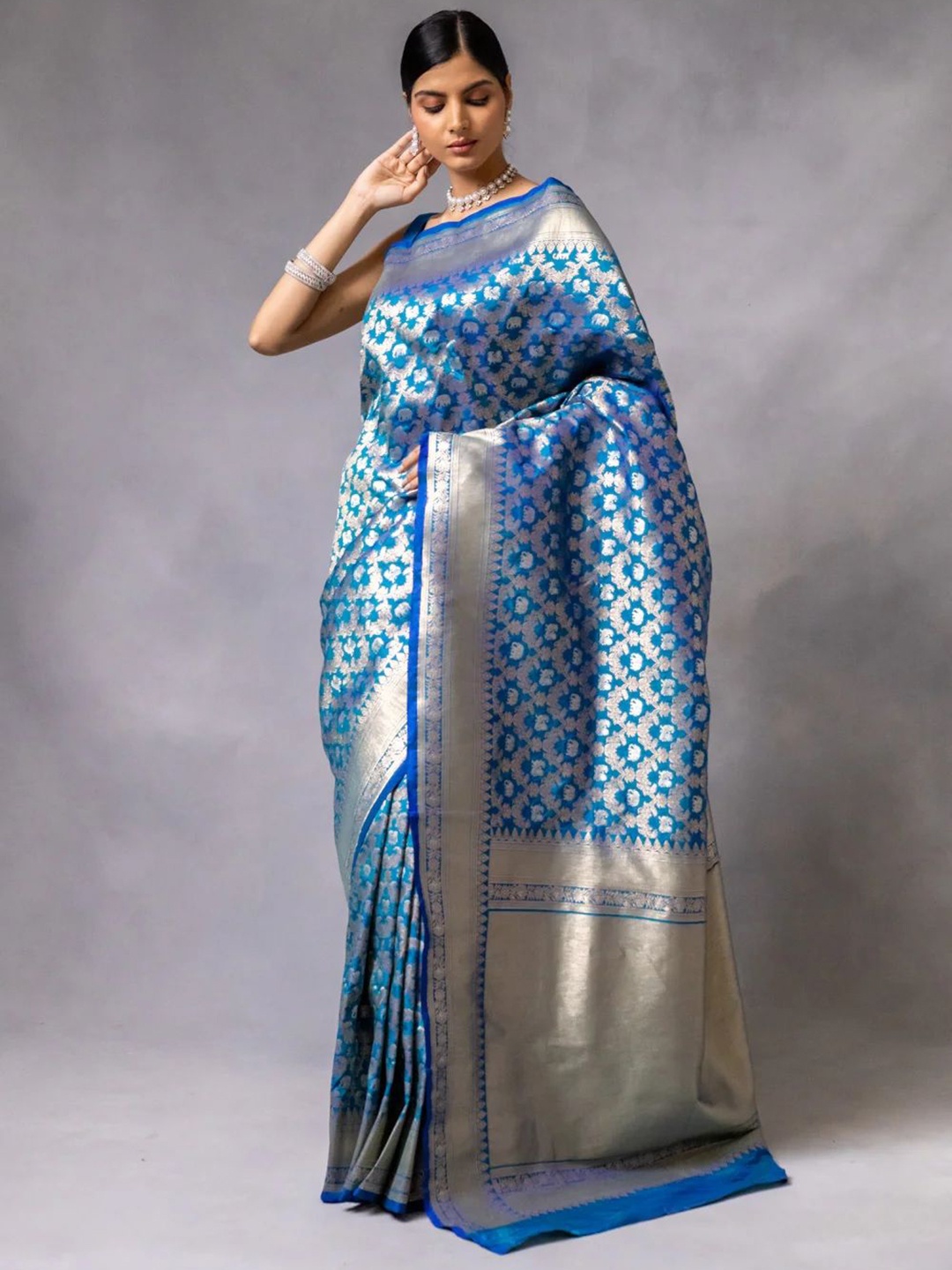

S.K.C Banarasi Saree Blouse, Blue
