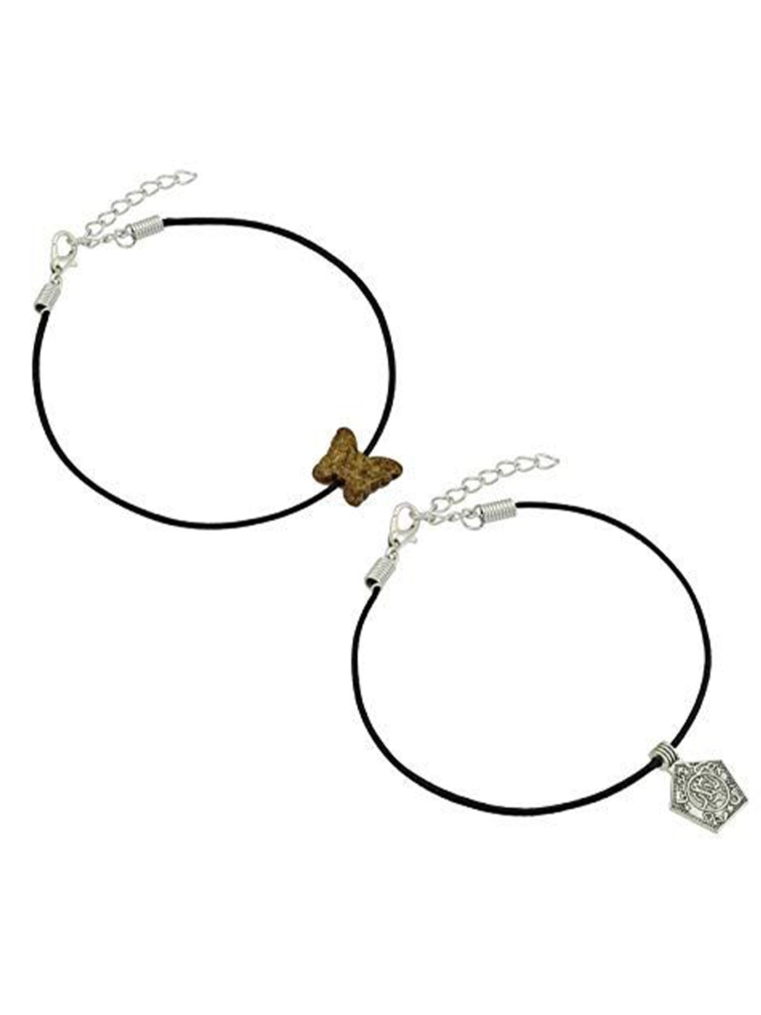 

HIGH TRENDZ Women Set of 2 Anklets, Black