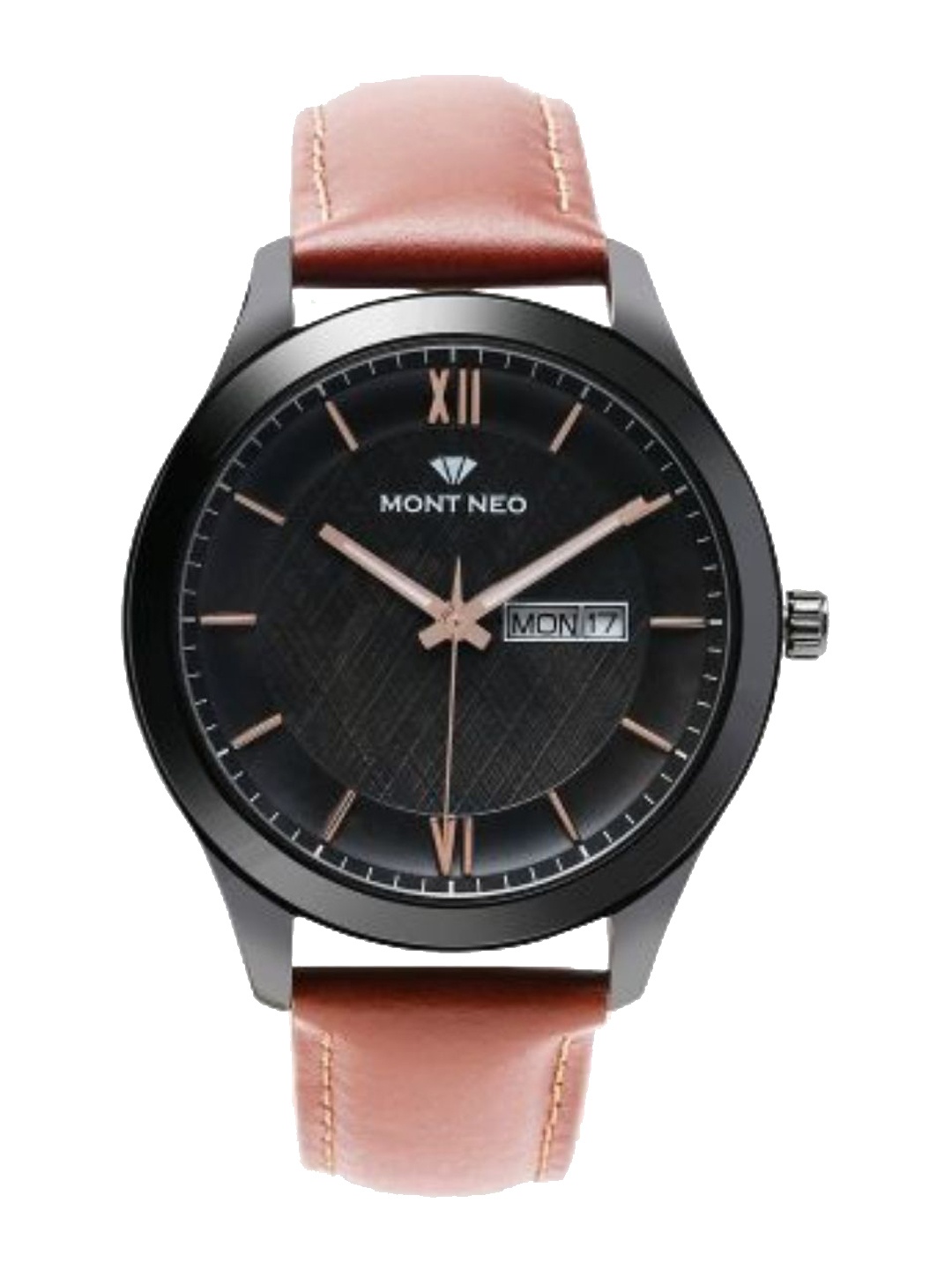 

MONT NEO Men Dial & Leather Textured Straps Analogue Watch 8009D-L4404-02, Black