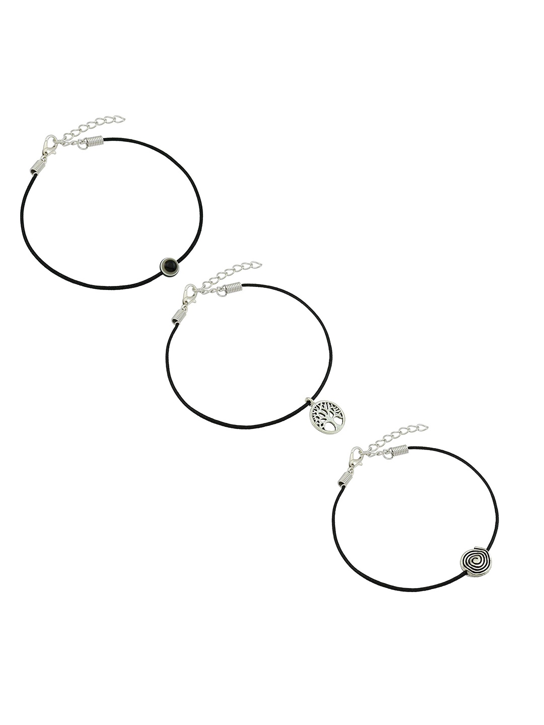 

HIGH TRENDZ Women Set of 2 Anklets, Black