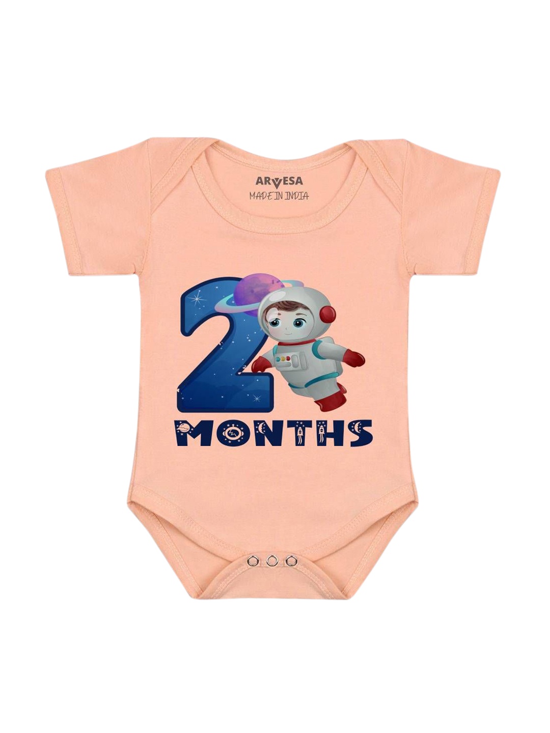 

Arvesa Infants Printed Short Sleeve Bodysuit, Peach