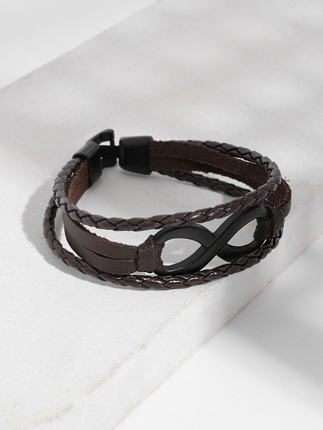 

JOKER & WITCH Men Leather Wraparound Bracelet, Brown