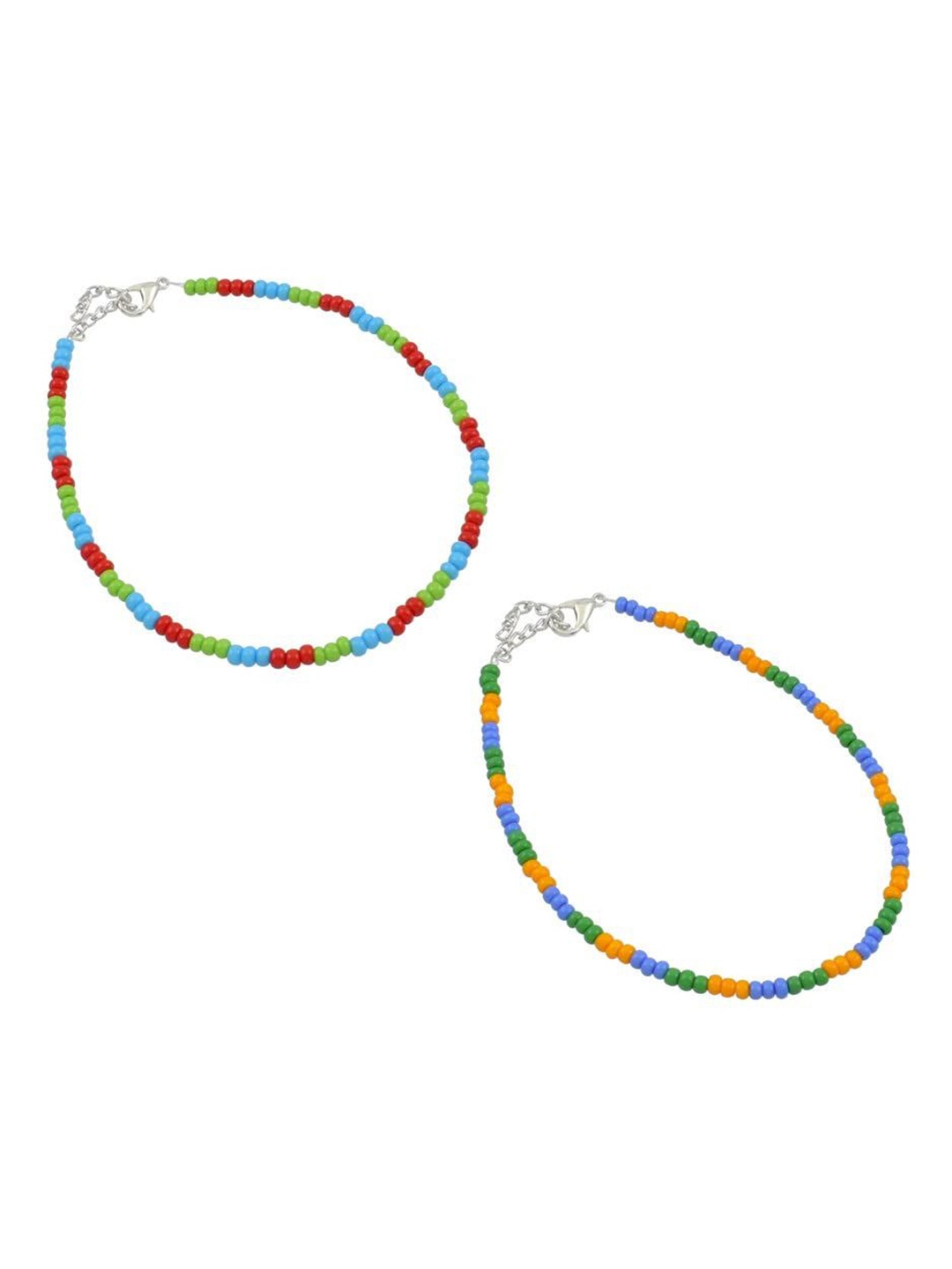 

HIGH TRENDZ Women Set of 2 Anklets, Black