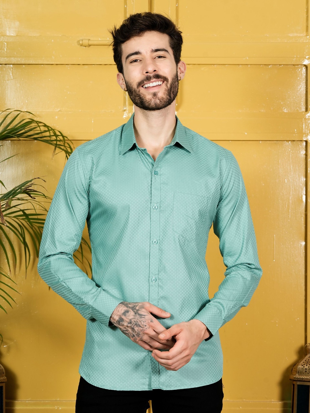 

Tanip Men Comfort Sheer Casual Shirt, Blue