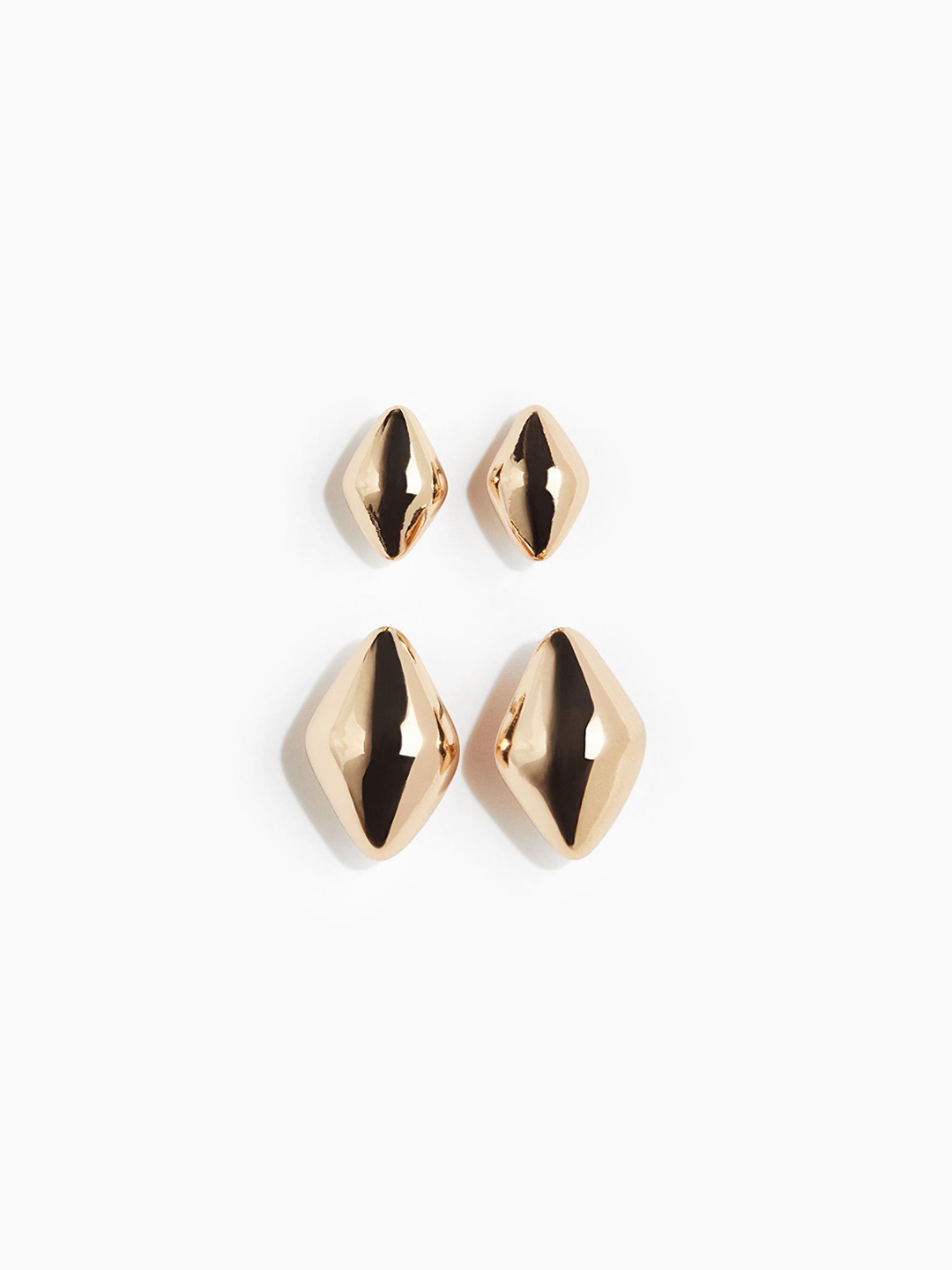 

H&M 2 Pairs Dome Earrings, Gold