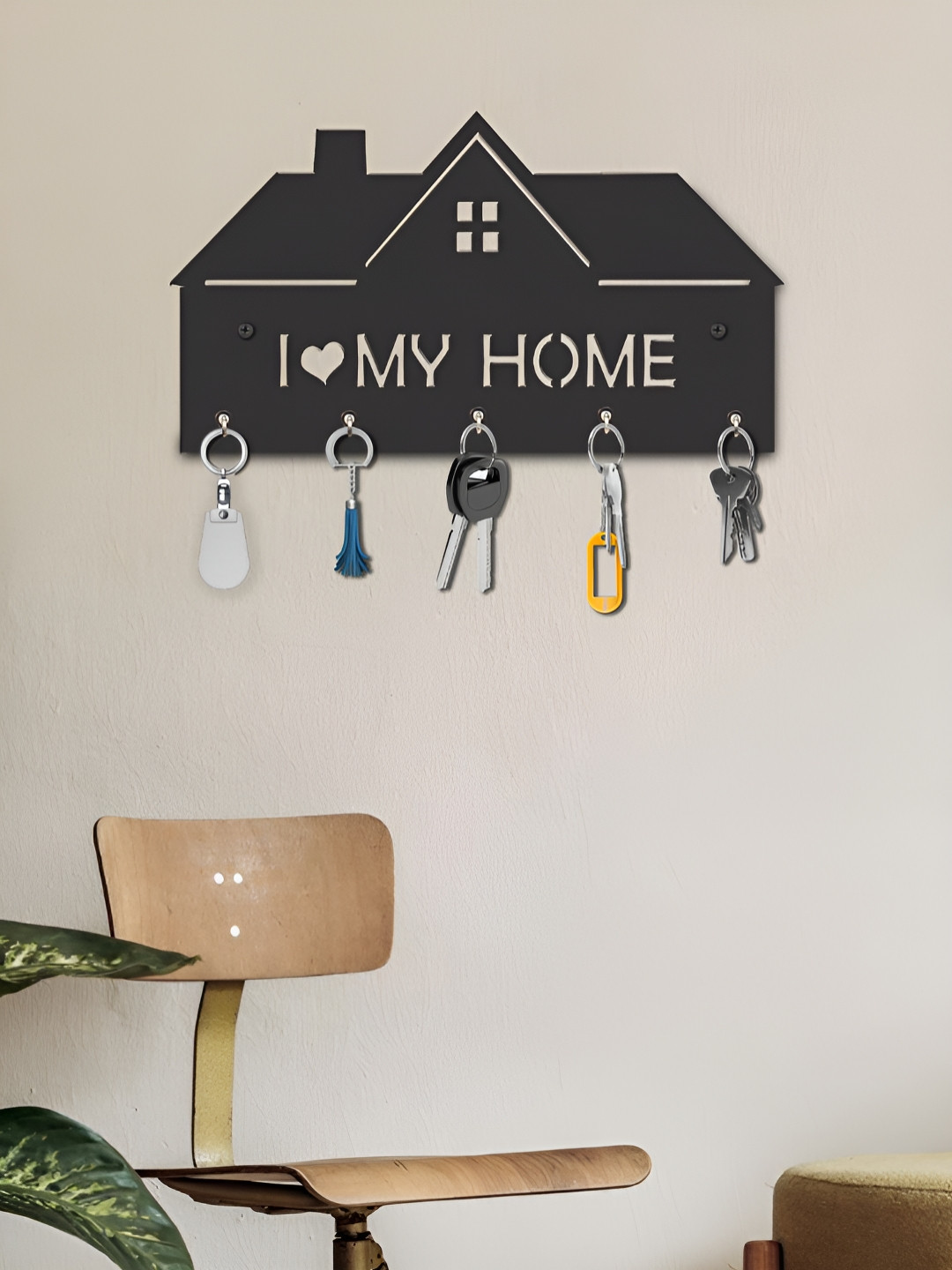 

OLIVE TREE Black 5 Hooks Wooden Key Holder