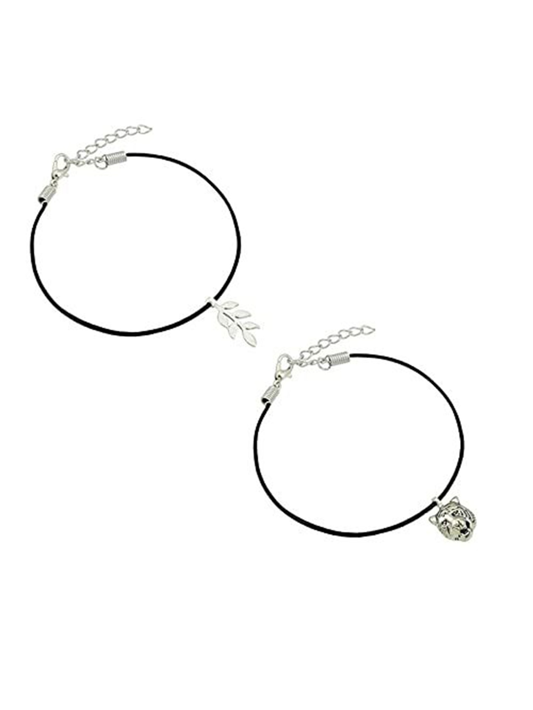 

HIGH TRENDZ Women Set of 2 Anklets, Black