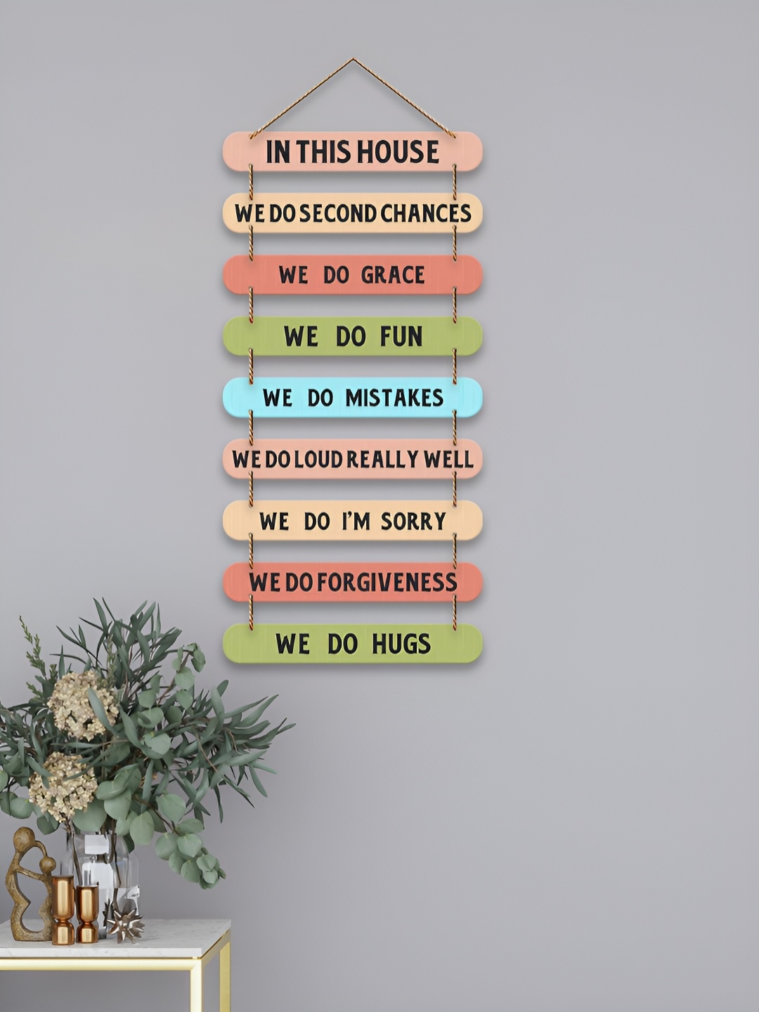 

ArtVibes Beige & Blue Printed Wooden Wall Hanging