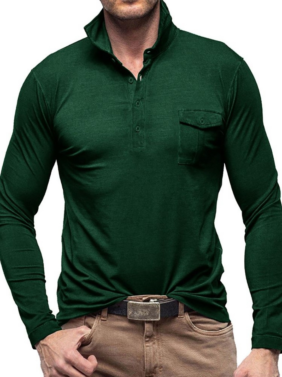 

StyleCast x Revolte Men Polo Collar T-shirt, Green