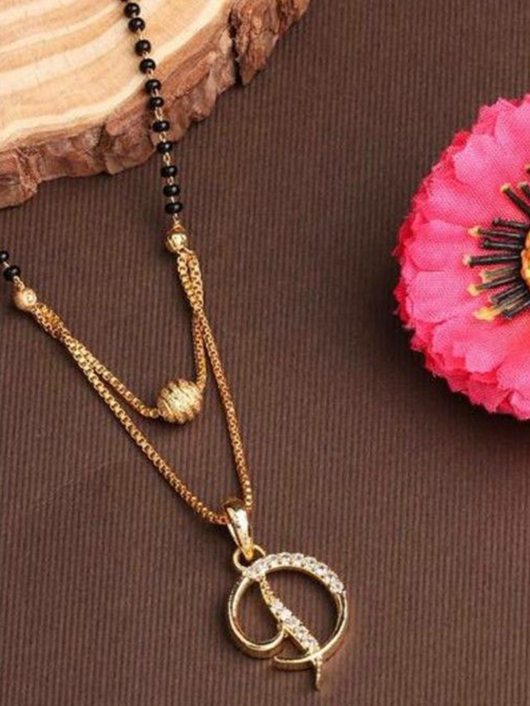 

Wynona Gold-Plated Artificial Beads Mangalsutra