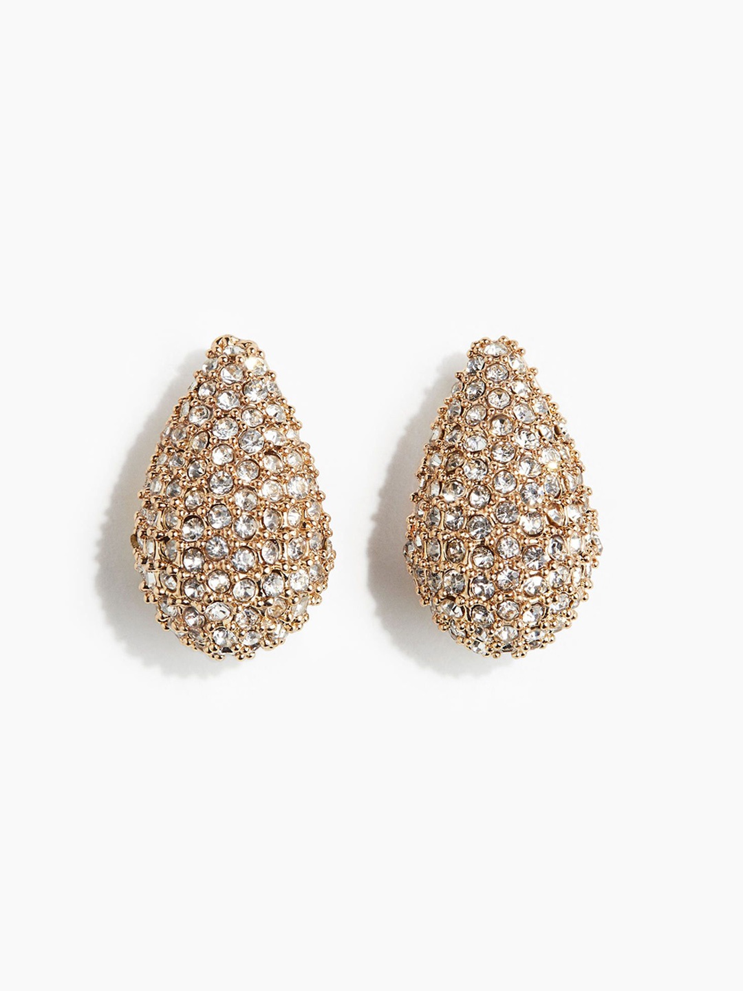 

H&M Rhinestone-Decorated Dome Earrings, Gold