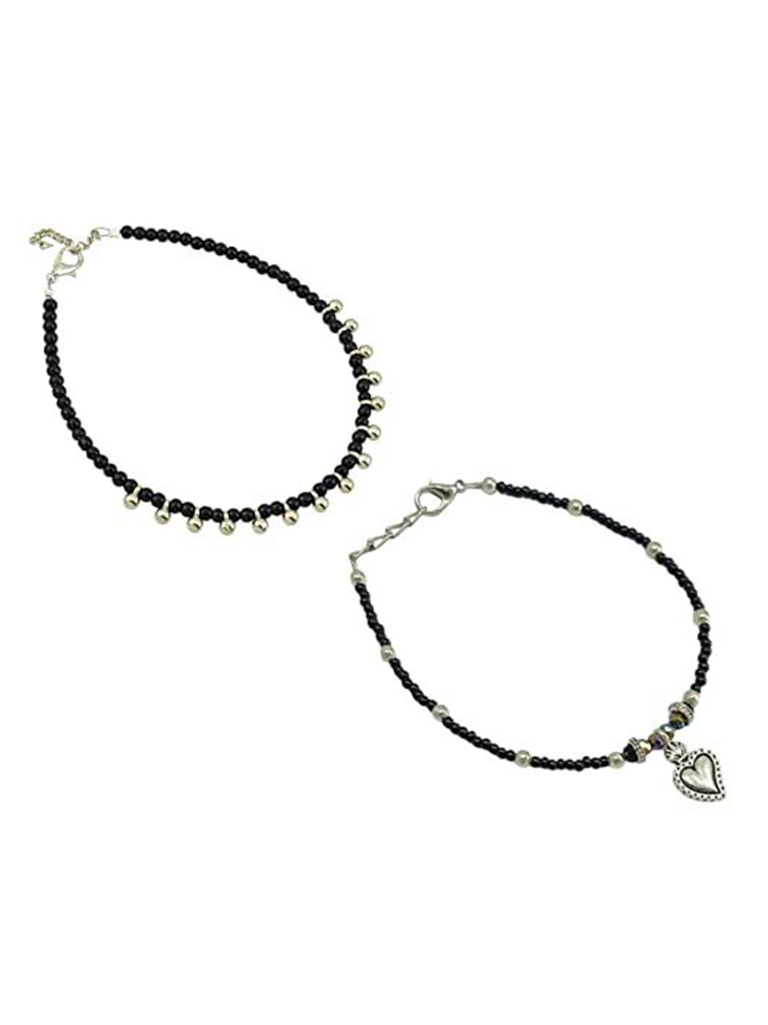 

HIGH TRENDZ Women Set of 2 Anklets, Black
