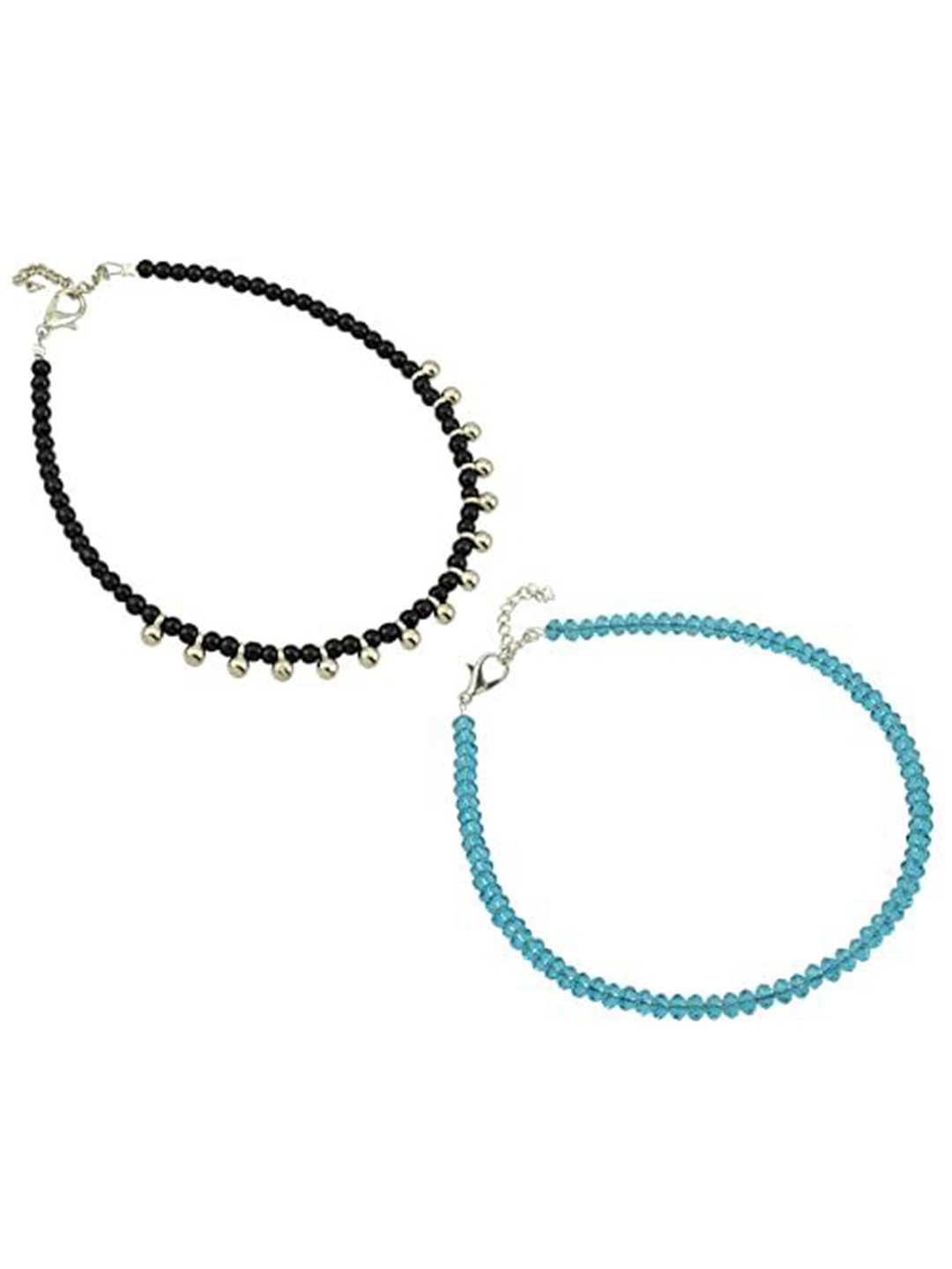 

HIGH TRENDZ Women Set of 2 Anklets, Black