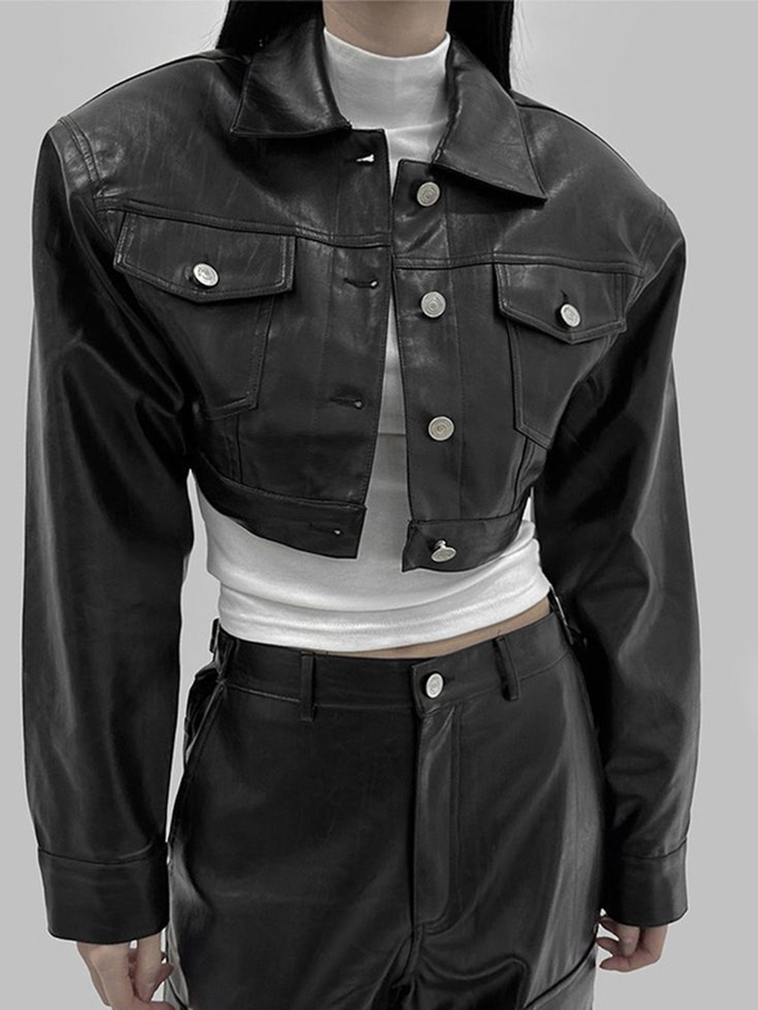 

LULU & SKY Women Crop Denim Jacket, Black