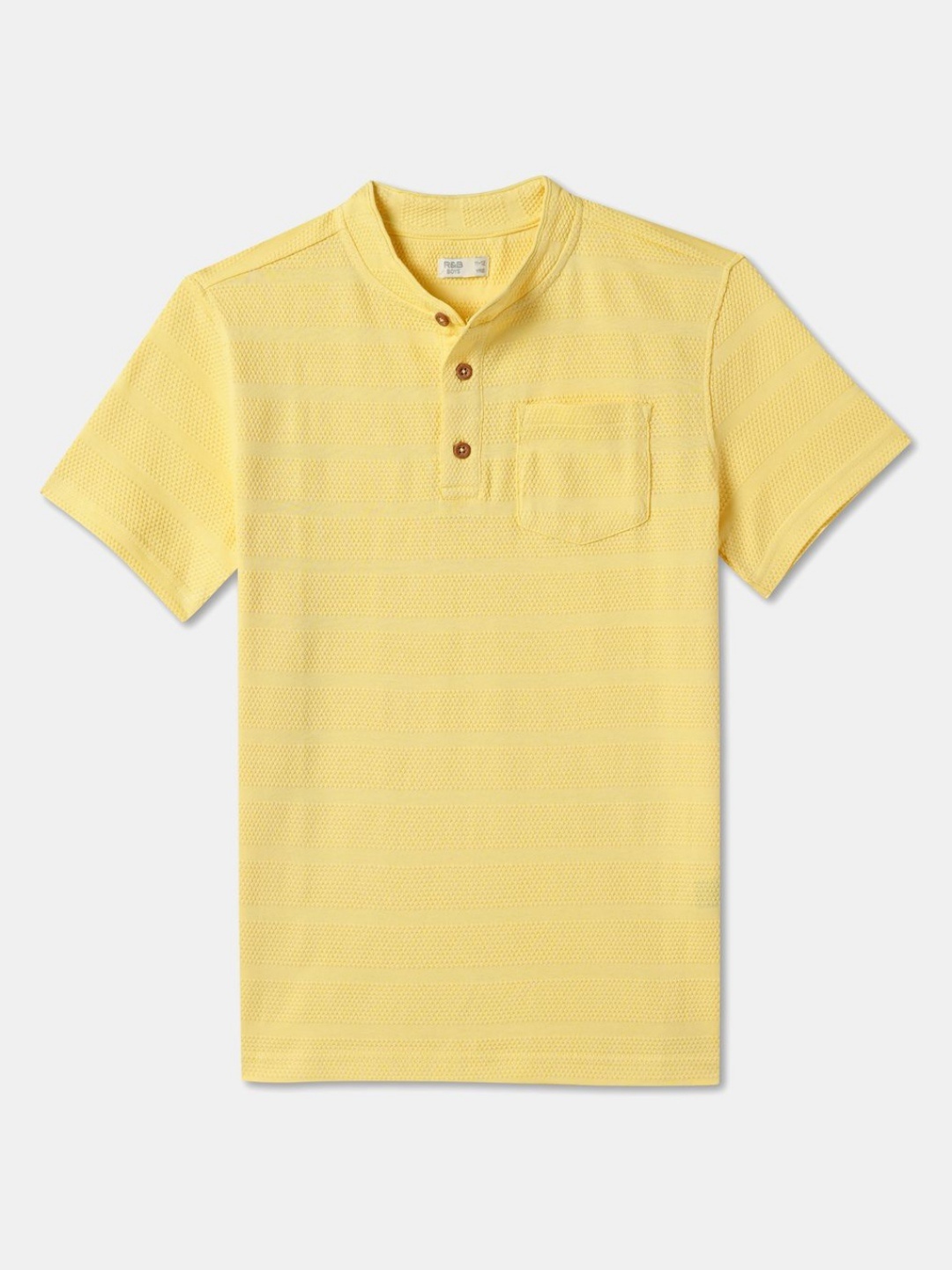 

R&B Boys Mandarin Collar Pockets T-shirt, Yellow