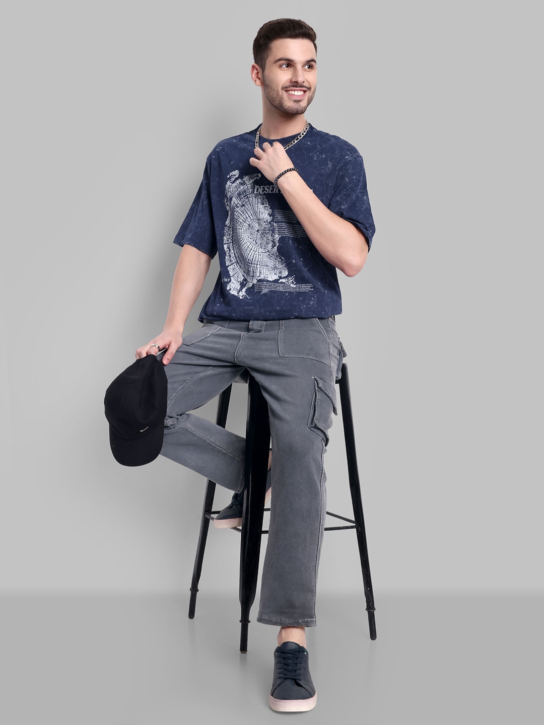 

The Roadster Lifestyle Co Graphic Printed Pure Cotton Relaxed Fit T-shirt, Blue