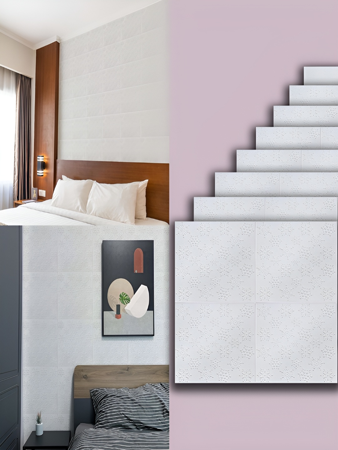 

Lukzer 8-Pcs White Self-Adhesive Wall Panels