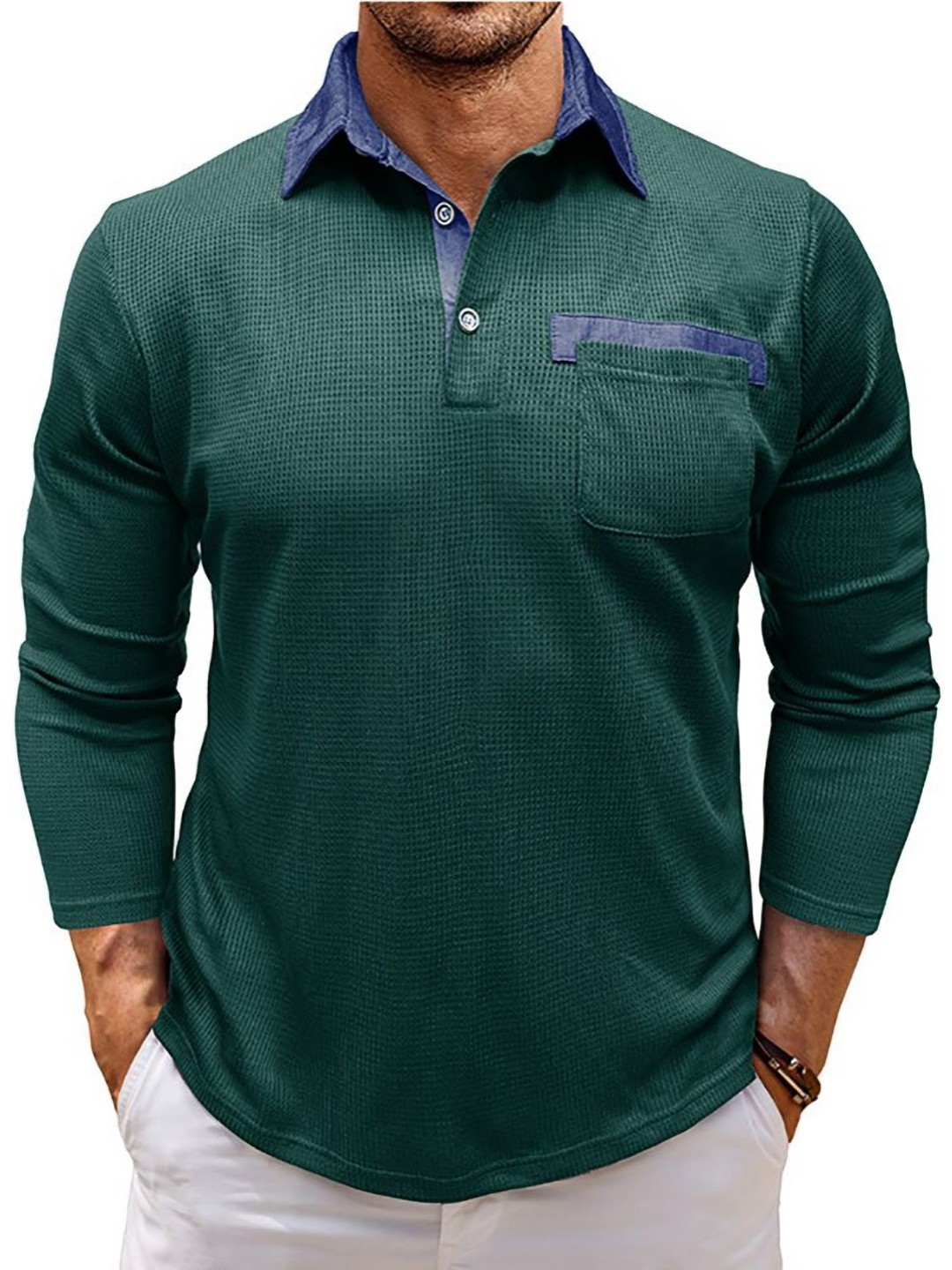 

StyleCast x Revolte Men Polo Collar T-shirt, Green
