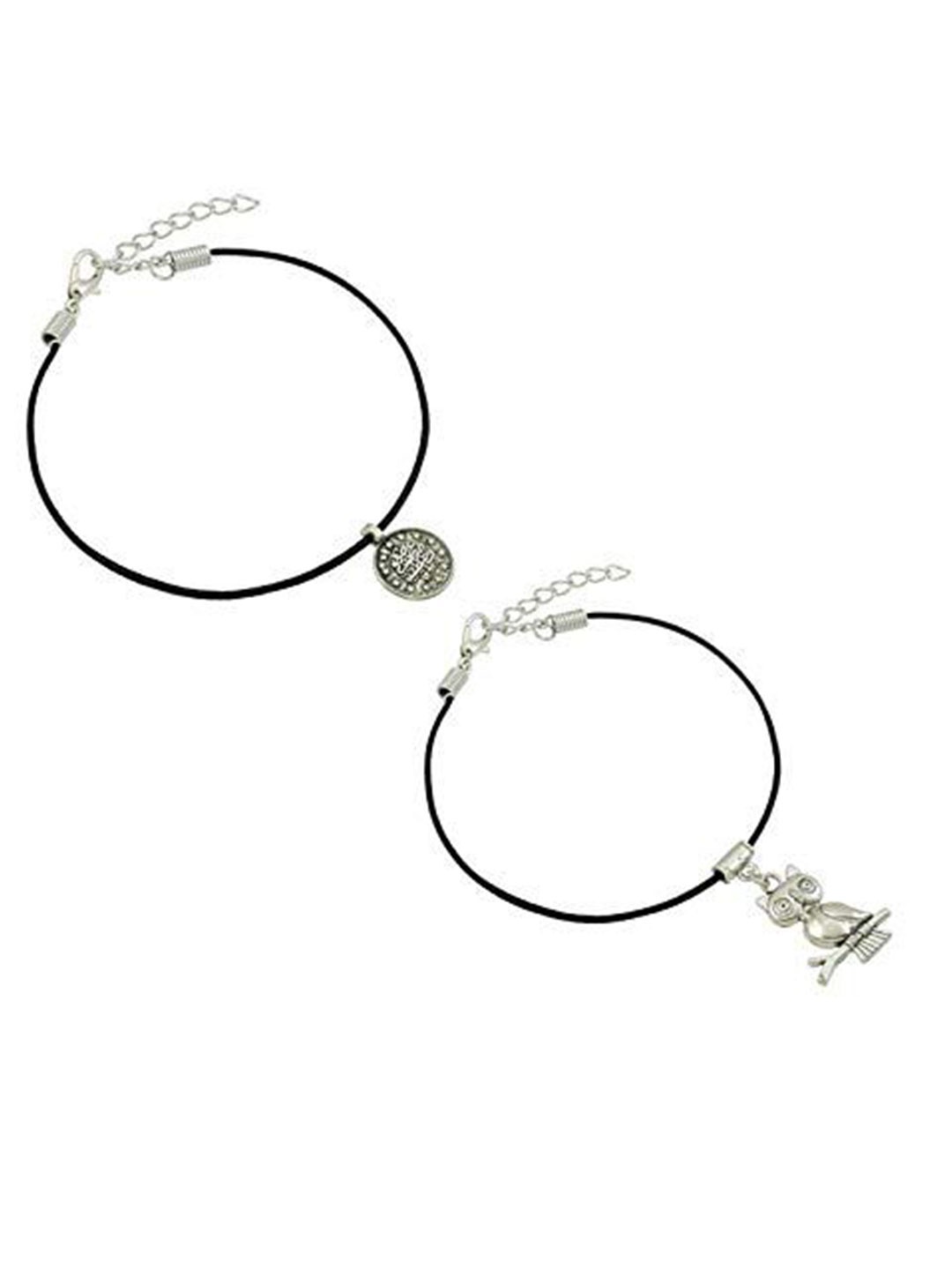 

HIGH TRENDZ Women Set of 2 Anklets, Black
