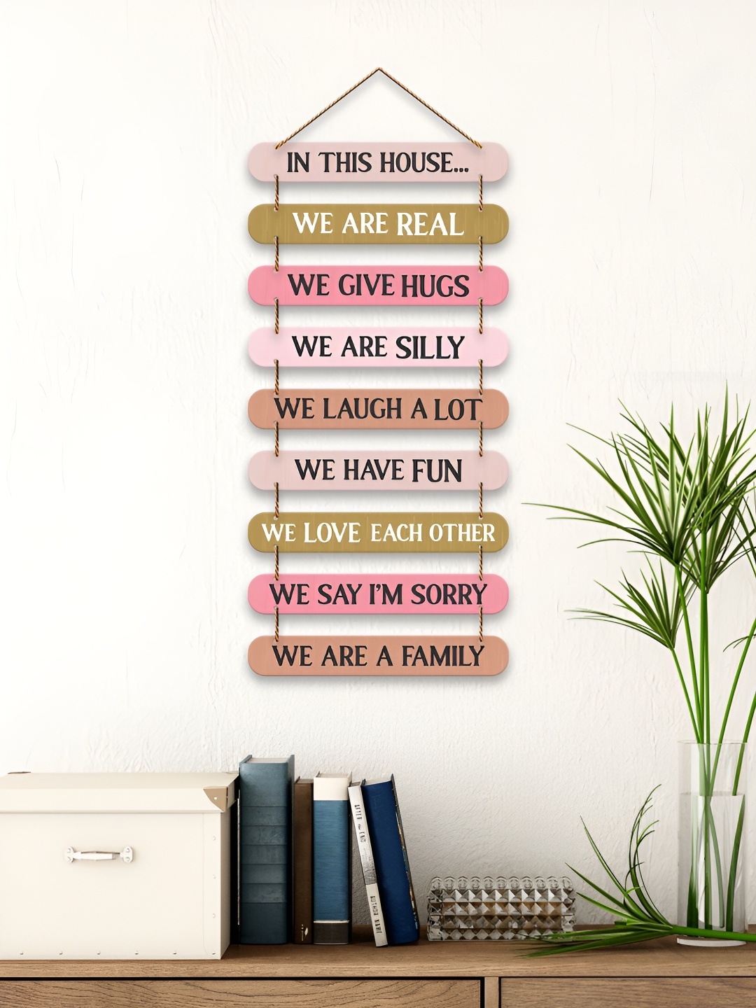 

ArtVibes Pink & Black Printed Wooden Wall Hanging