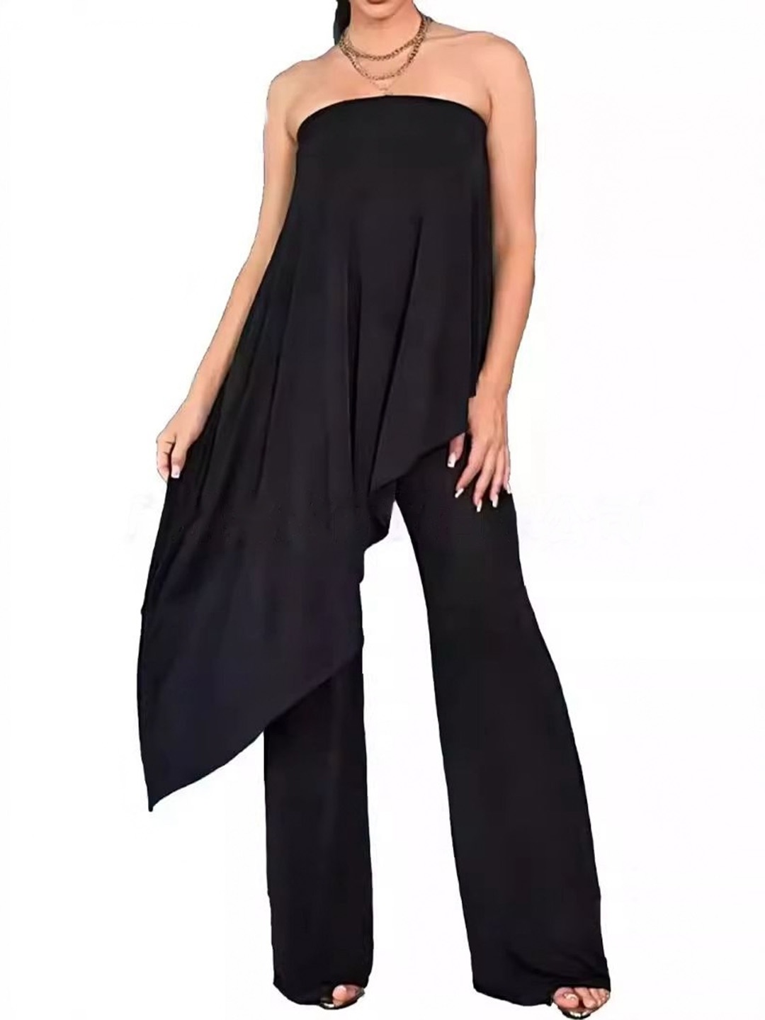 

MIAKEE Strapless Culotte Jumpsuit, Black