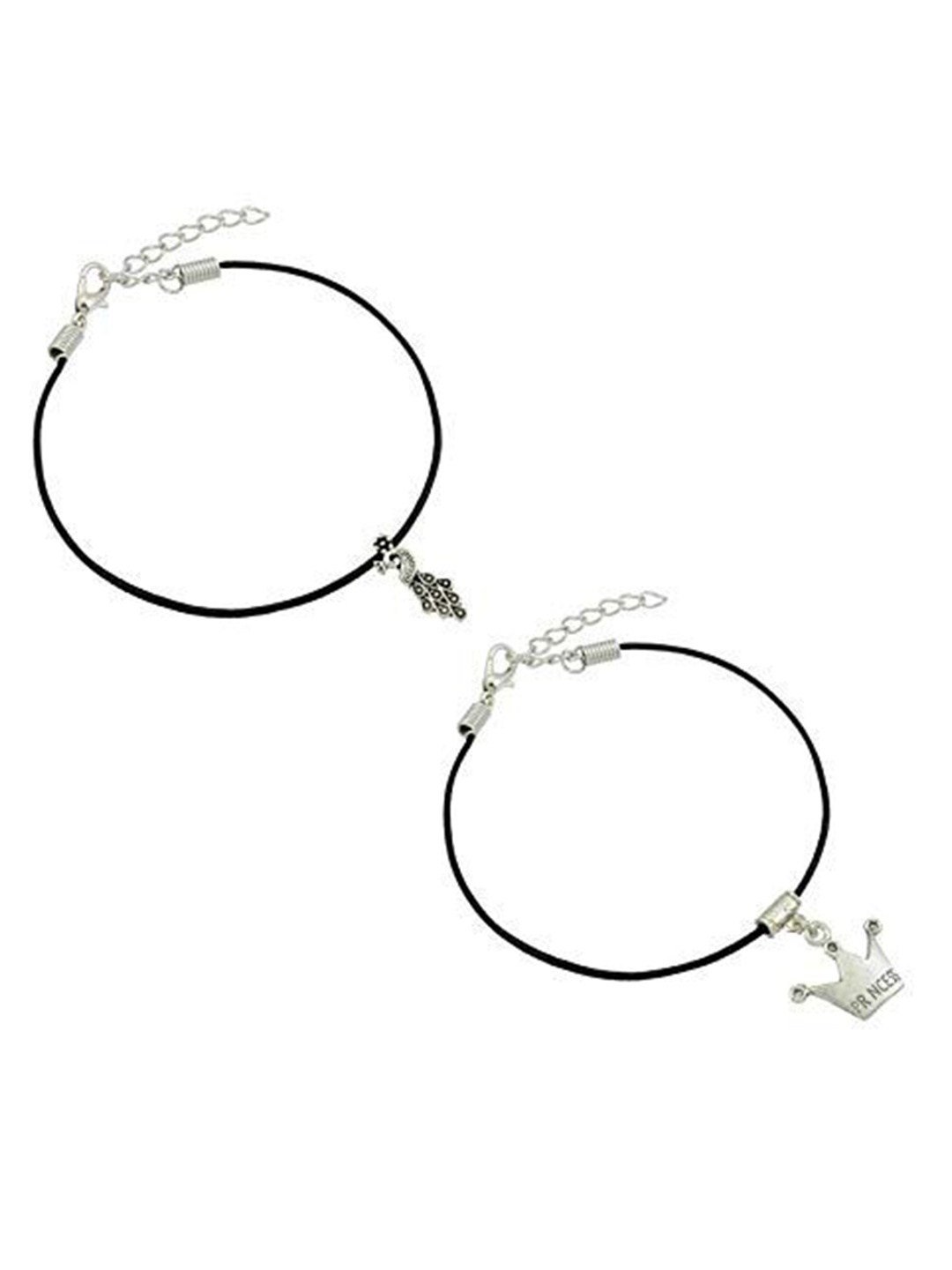 

HIGH TRENDZ Women Set of 2 Anklets, Black