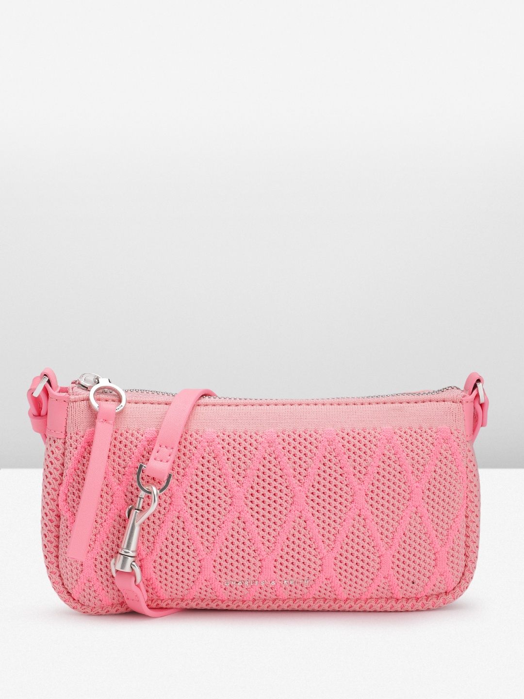 

CHARLES & KEITH Structured Sling Bag, Pink