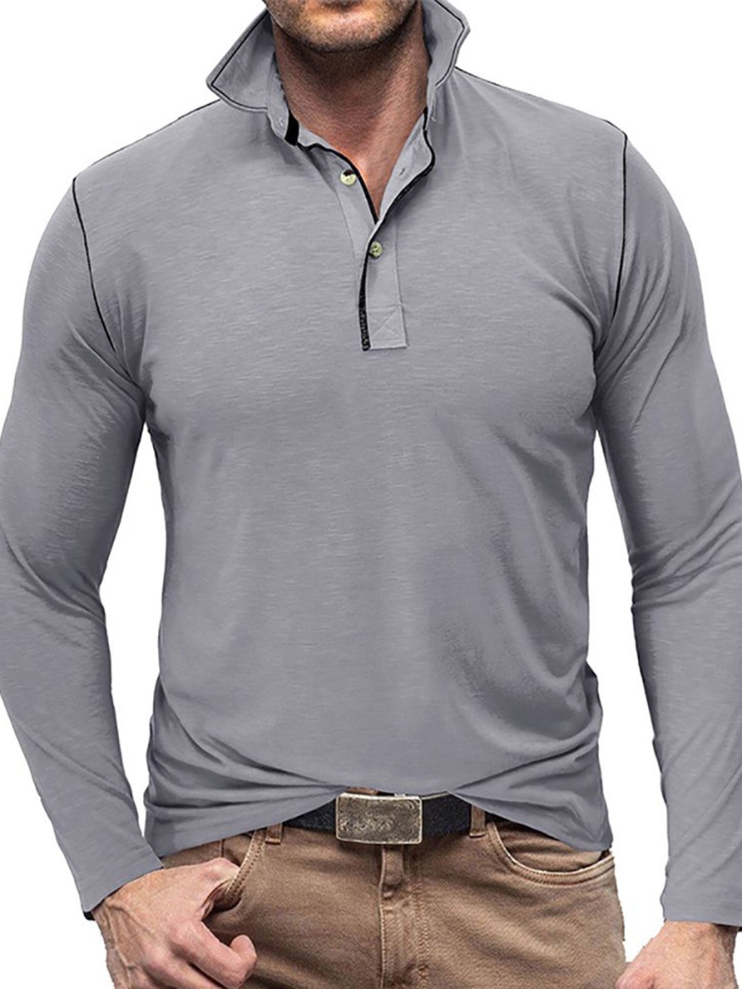

StyleCast x Revolte Men Polo Collar T-shirt, Grey