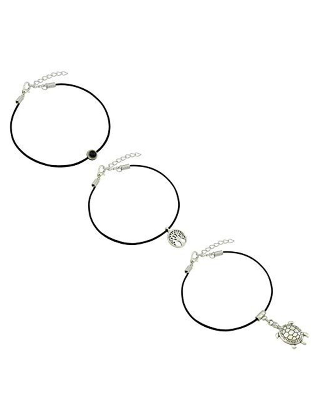 

HIGH TRENDZ Women Set of 3 Anklets, Black