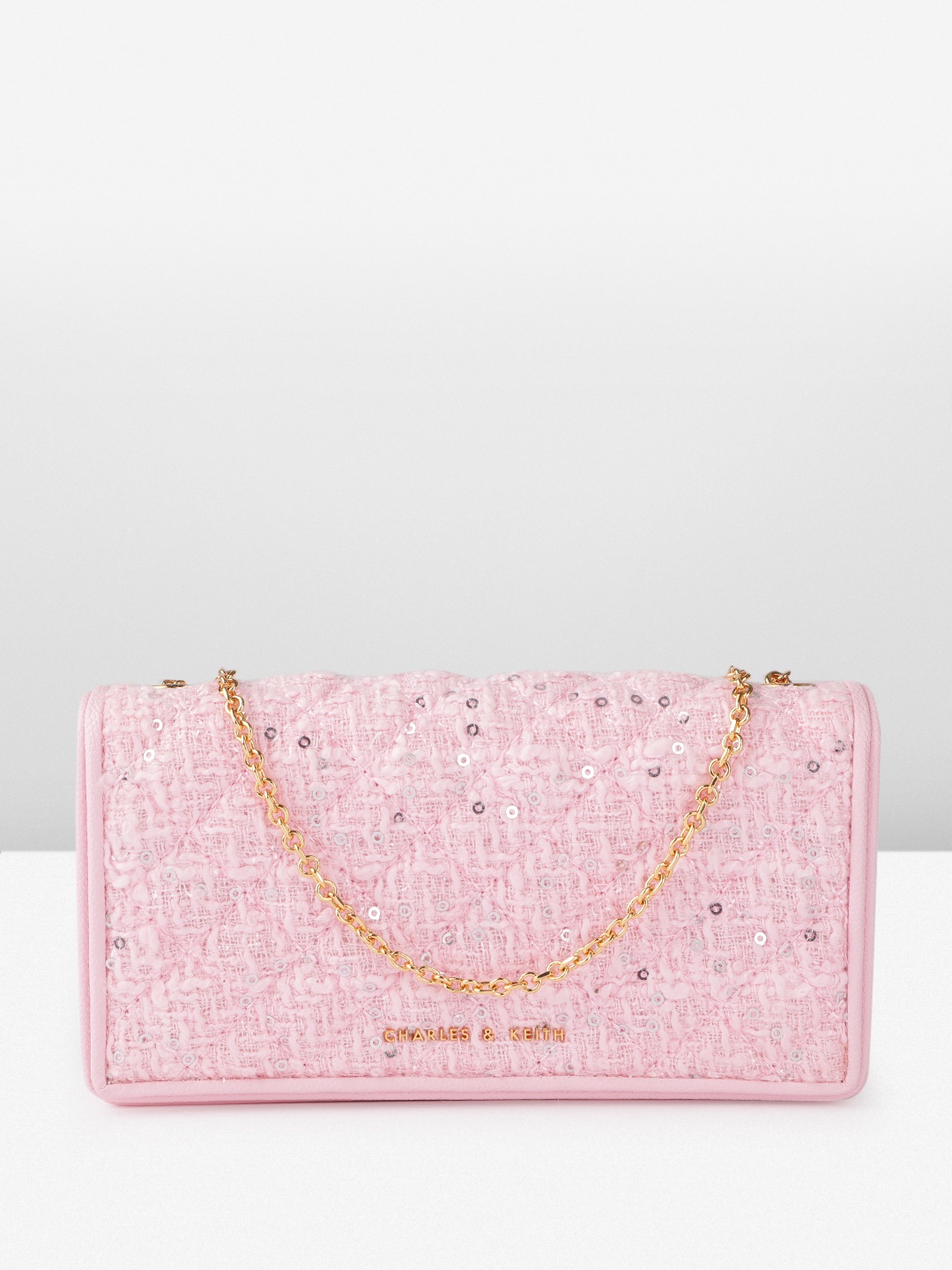 

CHARLES & KEITH Women Quilted Textured Envelope, Pink