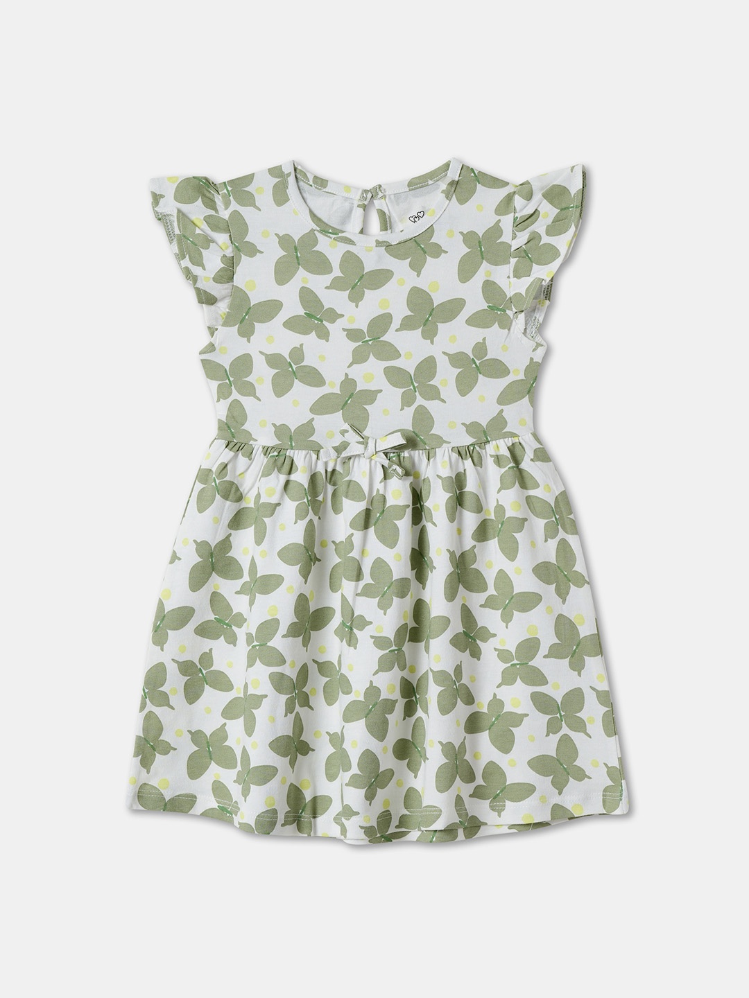 

R&B Floral Flutter Sleeve A-Line Dress, White