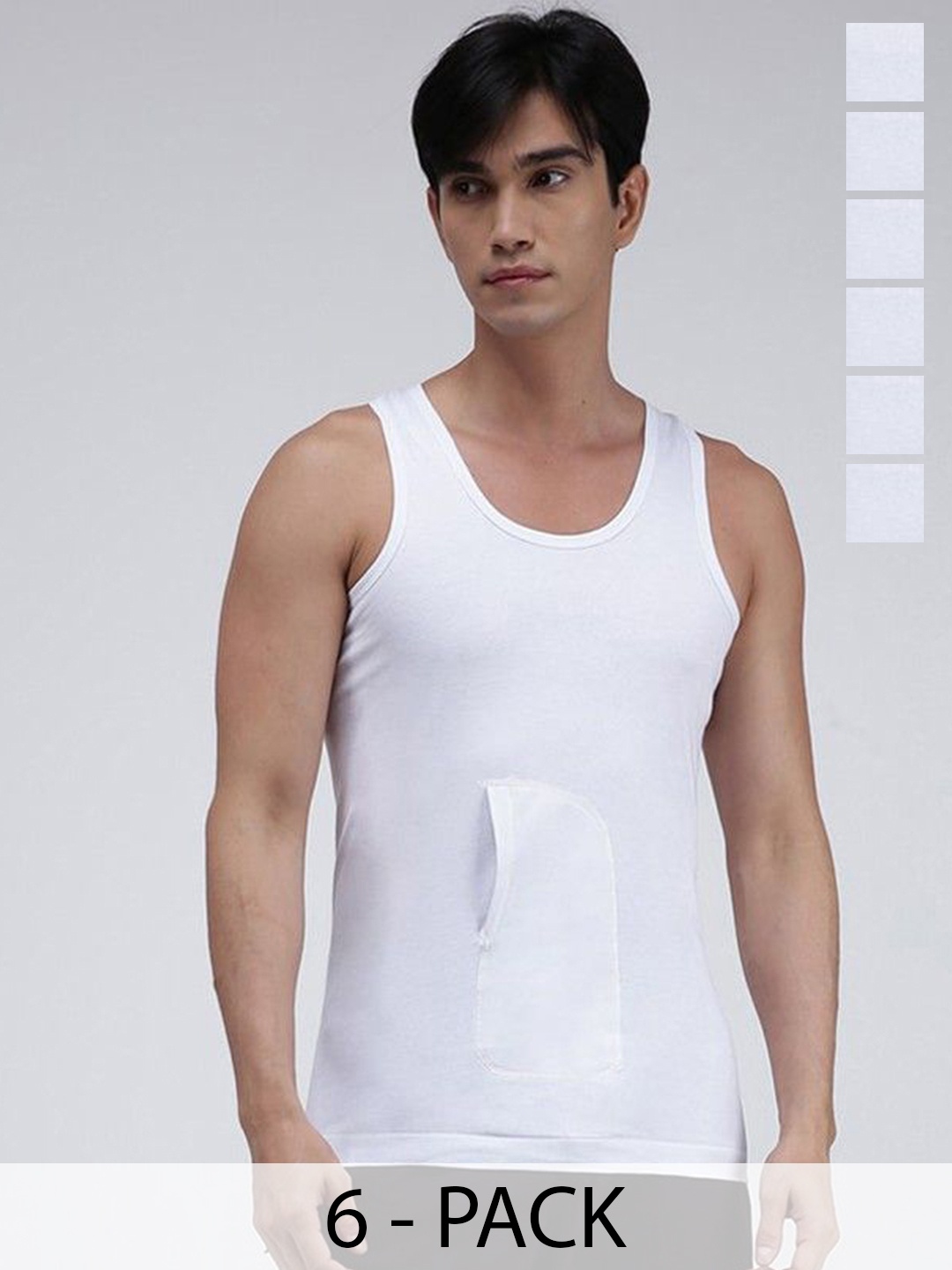 

AMUL COMFY Pack Of 6 Pure Cotton Gym Vests, White