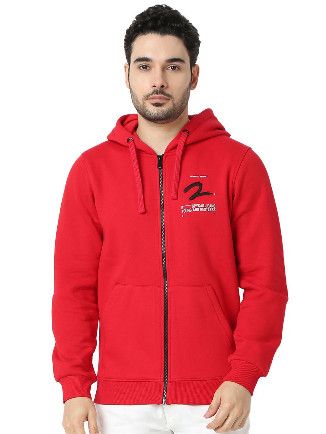 

SPYKAR Men Hooded Sweatshirt, Red