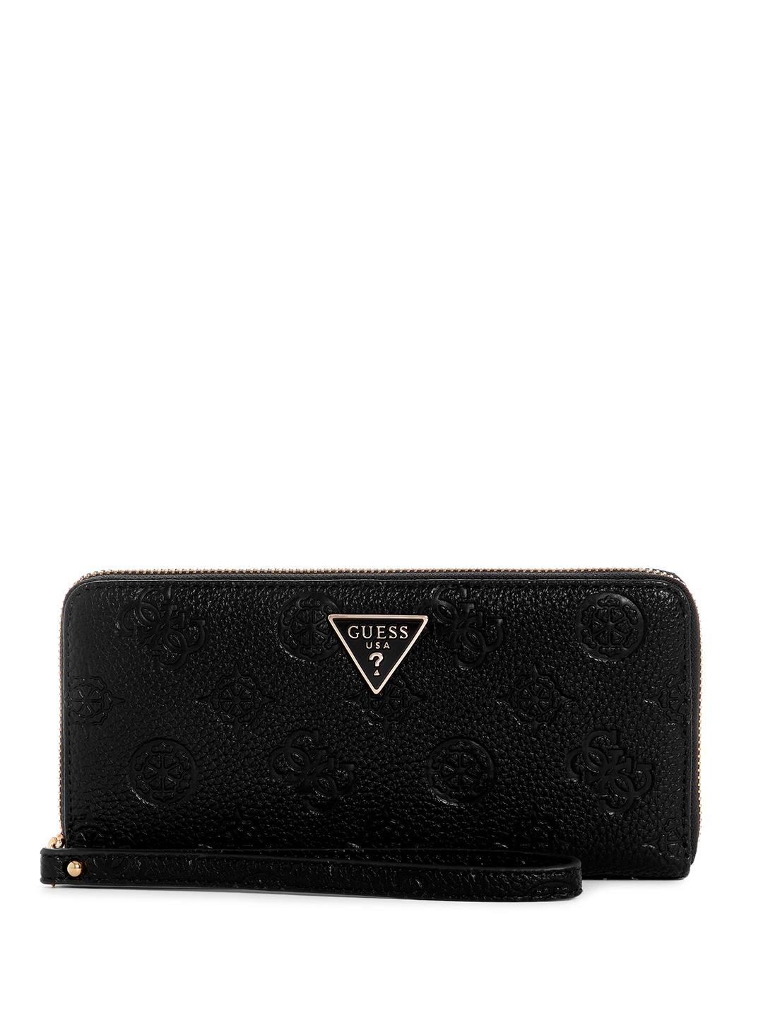 

GUESS Women Brand Logo Textured Zip Around Wallet, Black