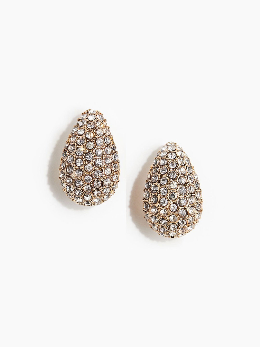 

H&M Rhinestone-Embellished Hoop Earrings, Gold