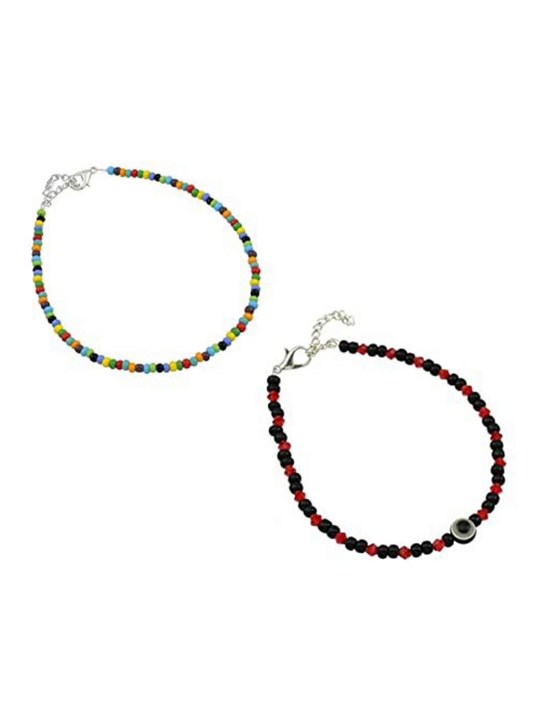 

HIGH TRENDZ Women Set of 2 Anklets, Black