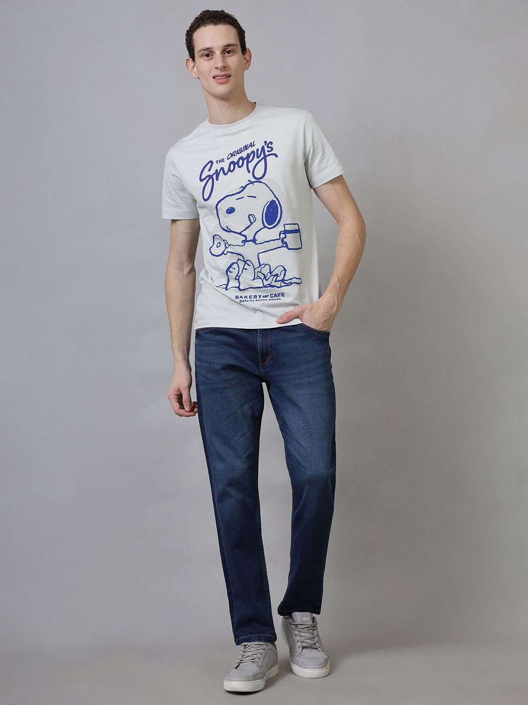 

Free Authority Snoopy Printed Pure Cotton T-Shirt, Grey