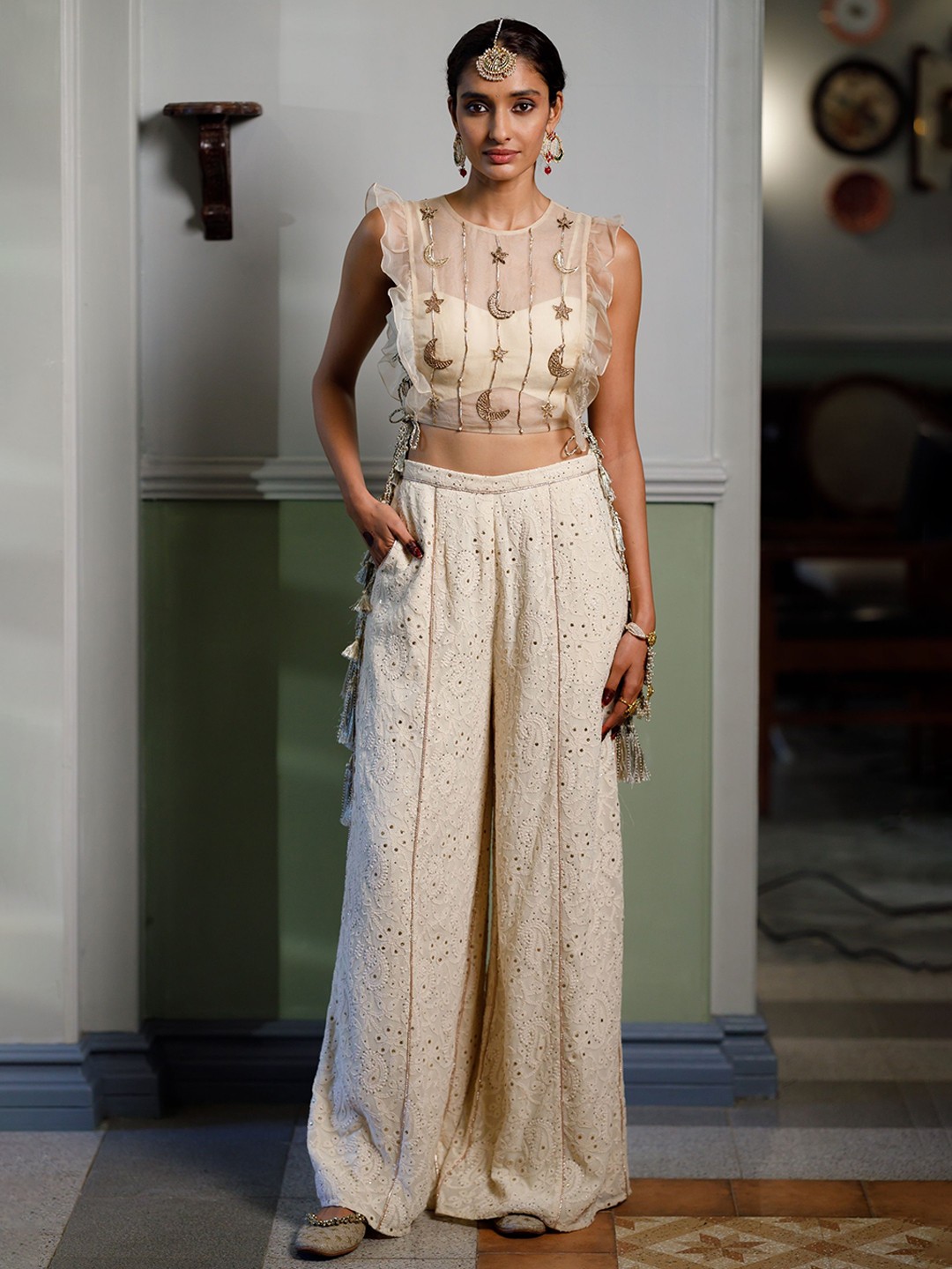 

Payal Singhal Embroidered Maxi Dress, Beige