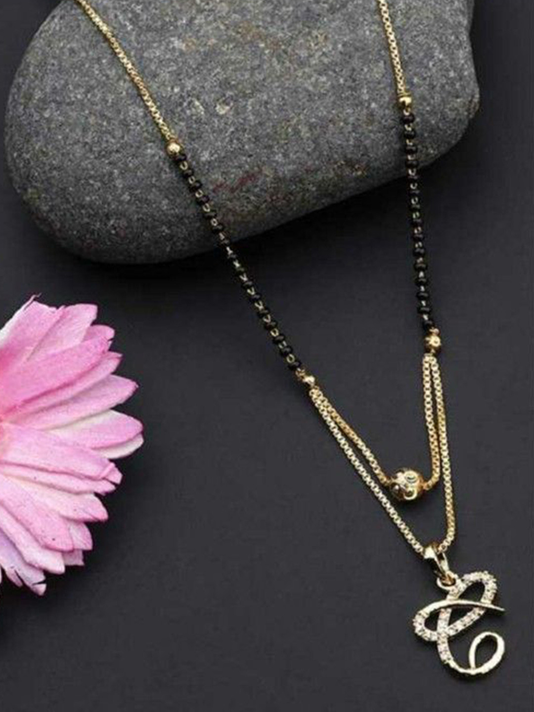 

Wynona Gold-Plated Artificial Beads Mangalsutra
